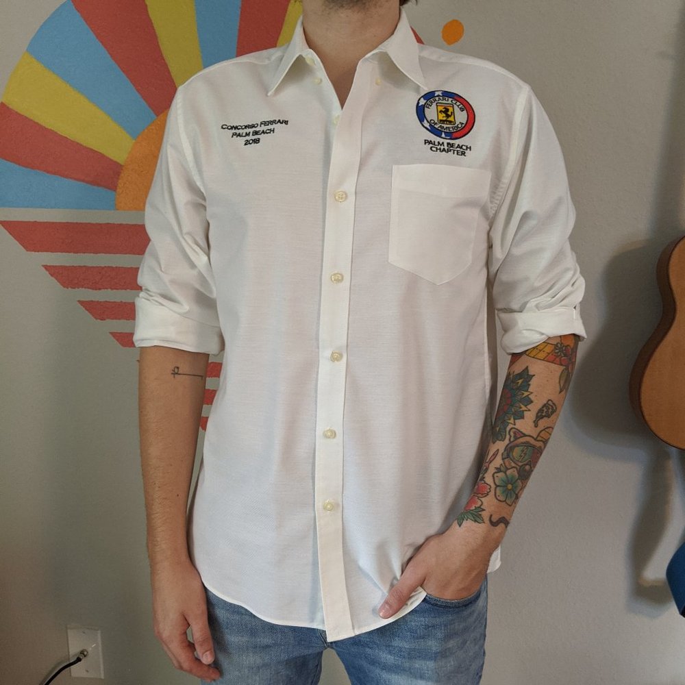 Ferrari Club Mens Button Down White Shirt
